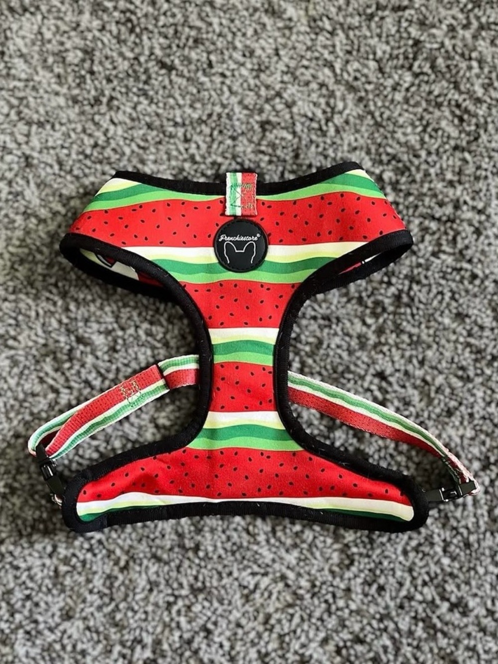 FrenchieStore reversible dog health harness - watermelon